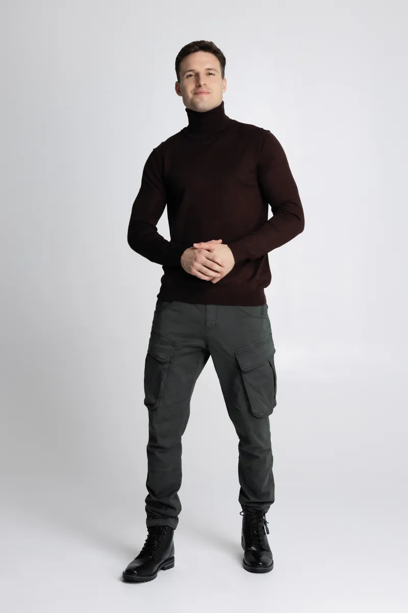 Tamno bordo muška slim fit rolka