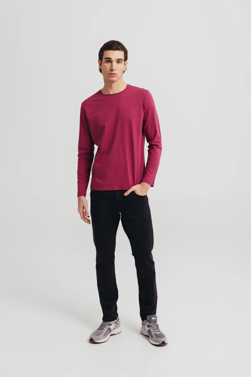 Tamno roze muška majica dugih rukava -basic model