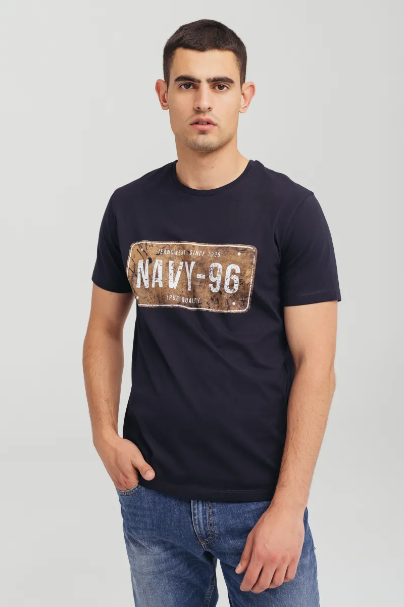Teget muška majica sa printom NAVY-96