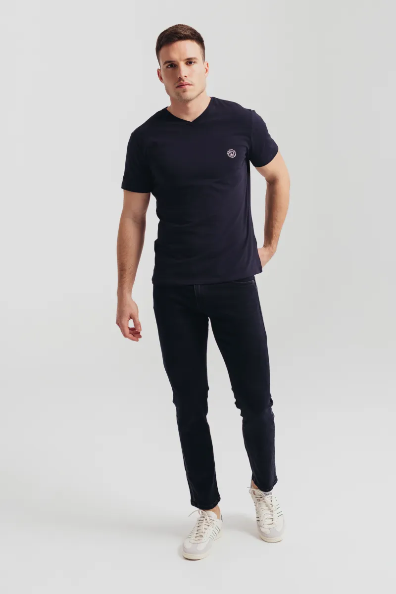 Teget muška majica sa V-izrezom