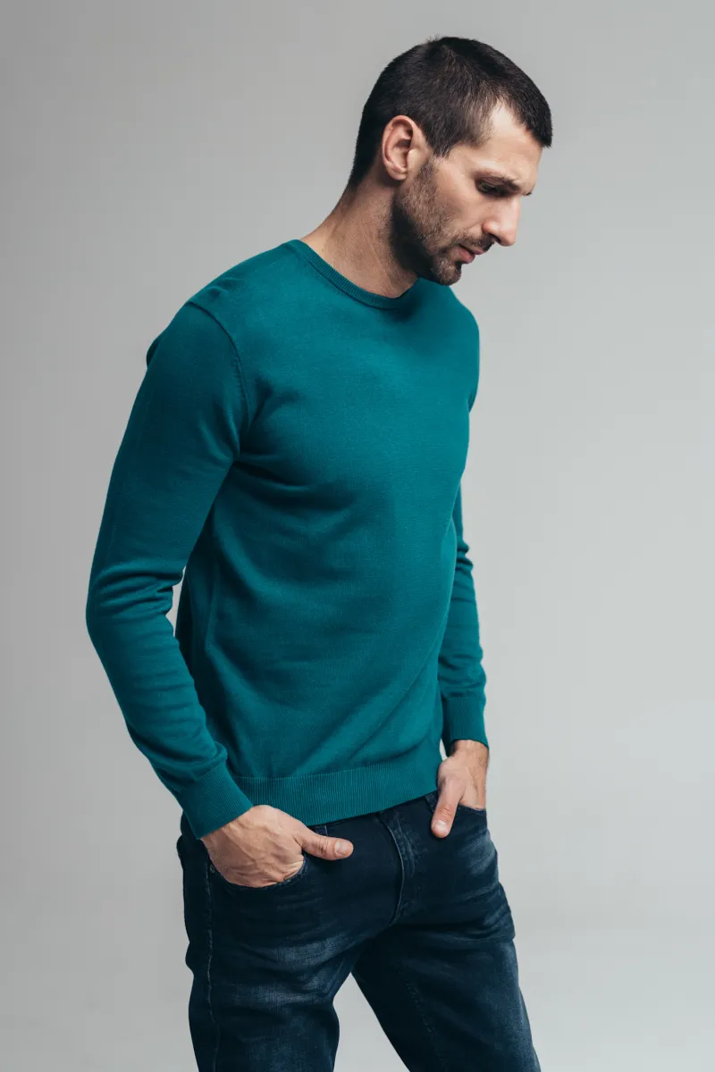 Tirkiz denim muški pamučni džemper