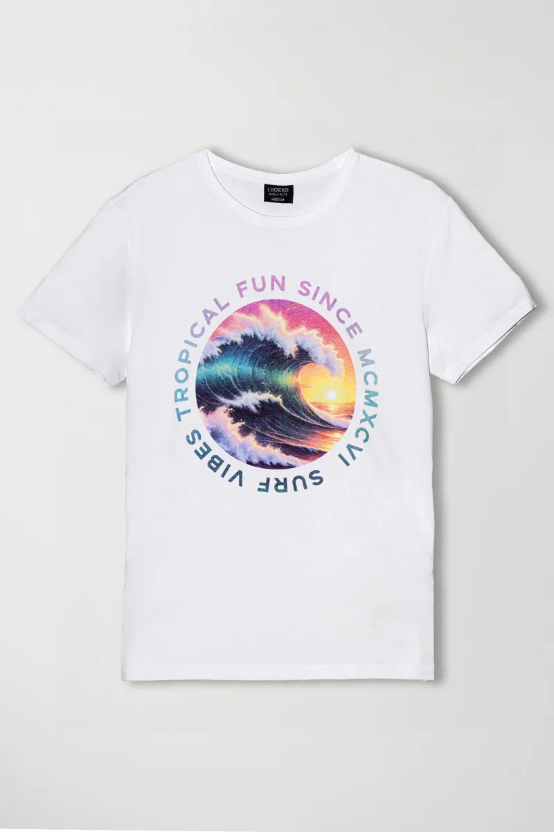 Tropical fun bela pamučna majica
