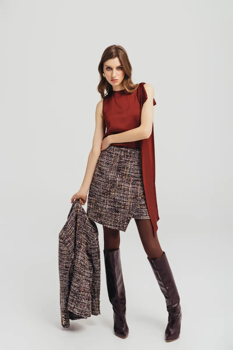 Tvid mini suknja sa zlatnim dugmićima