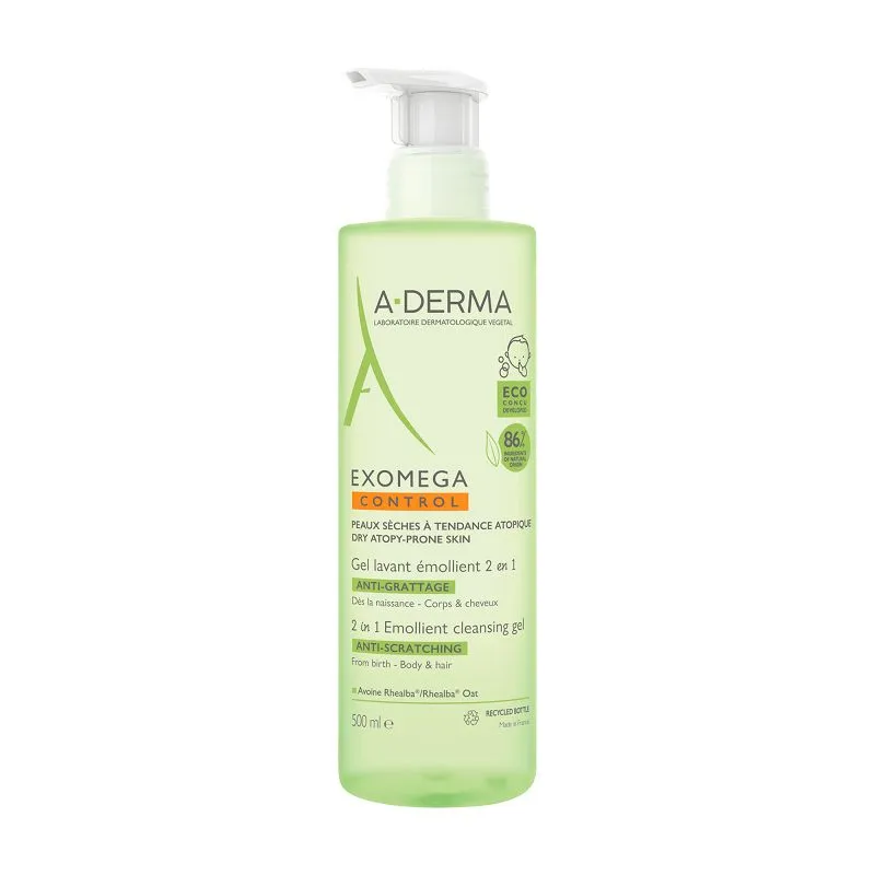 A-derma Exomega control penušavi gel 2u1 500ml