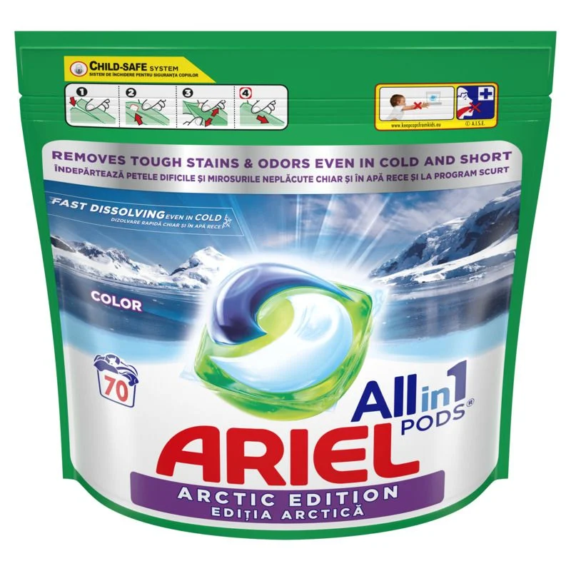 Ariel All In One PODS Color Arctic Edition kapsule za pranje veša, 70 kom