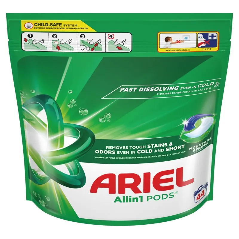 Ariel All-in-One PODS Mountain Spring, kapsule za pranje veša, 44kom