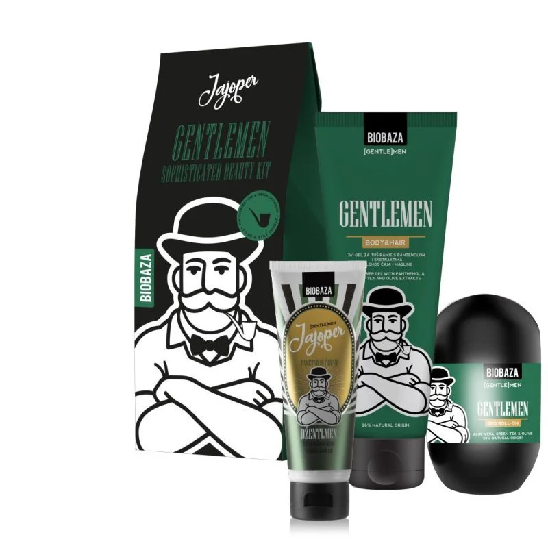 Biobaza Gentlmen poklon set (gel 220ml + jajoper 100ml + roll on 50ml)