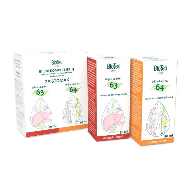 BioTeo biljni komplet br. 3 za stomak - 2x50ml