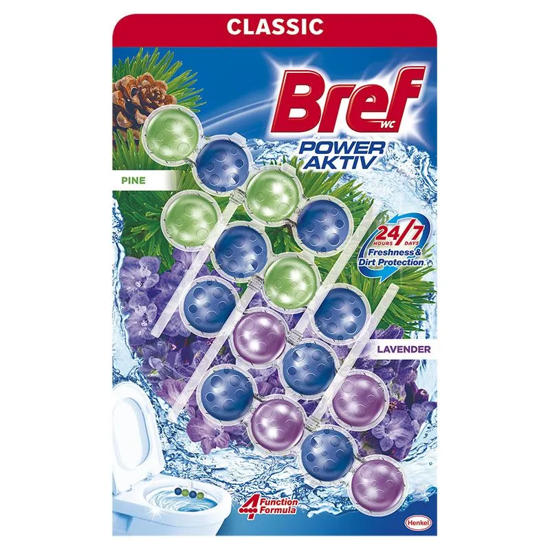 Bref power aktiv lavanda wc osveživač 4x50g