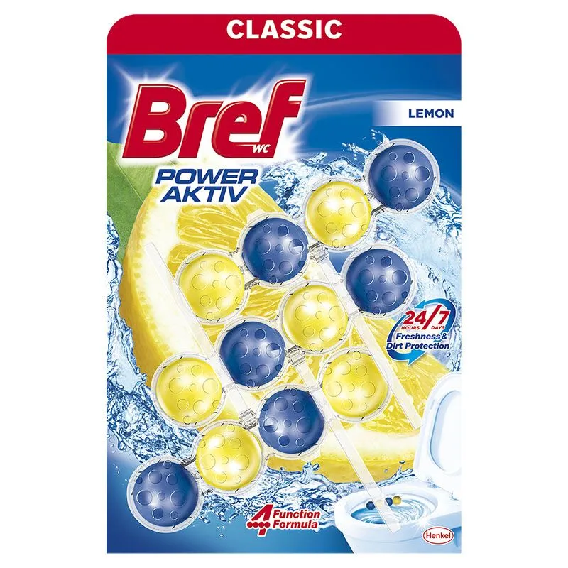 Bref Power Aktiv Lemon 4 funkcije WC osveživač 3x50g