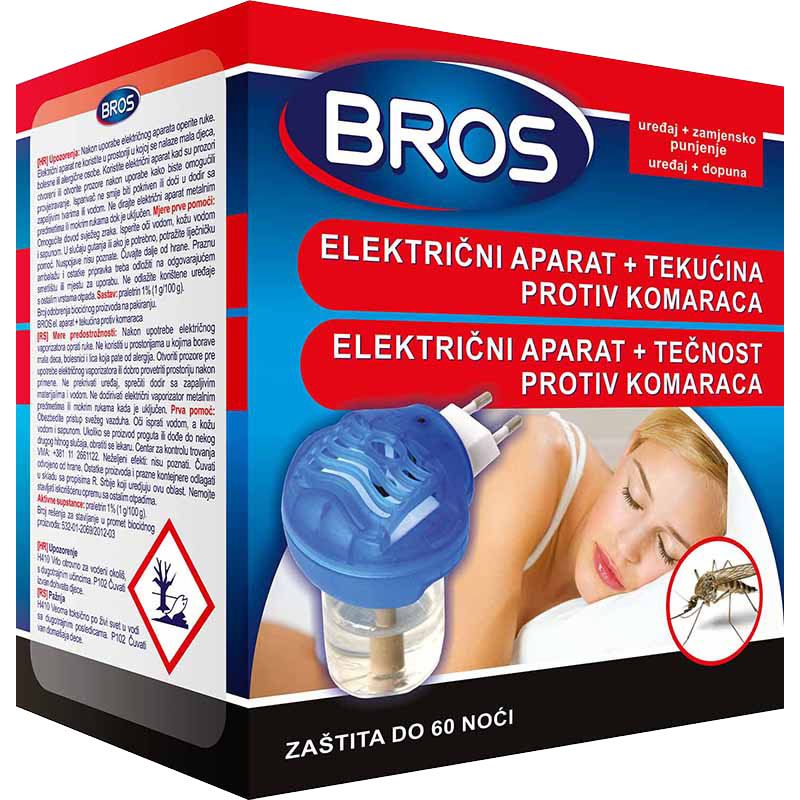 Bros električni aparat + tečnost protiv komaraca 60 noći 40ml