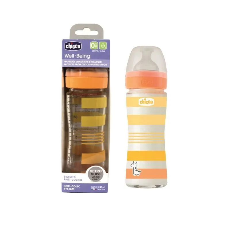 Chicco WB staklena flašica 240ml, silikon,unisex