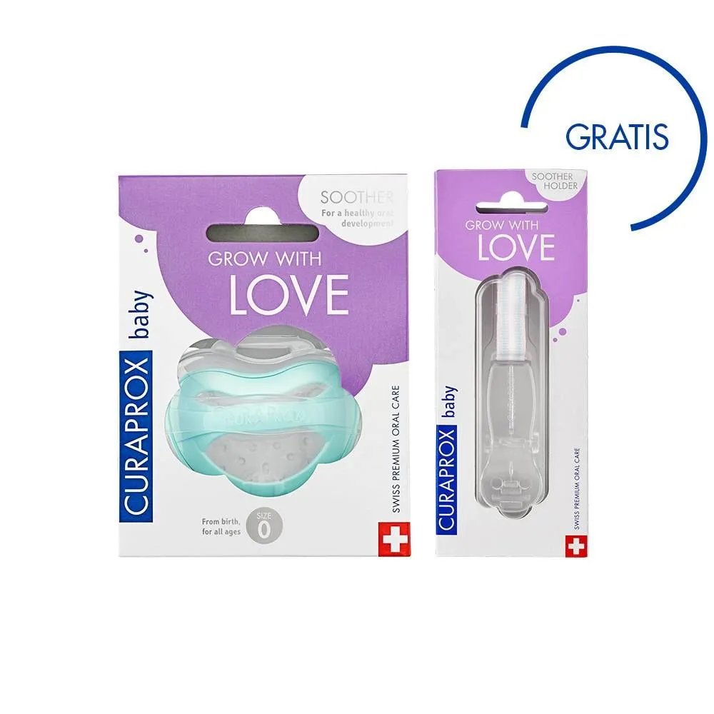 Curaprox baby duda 1/1, veličina 0, tirkiz + držač za dude gratis