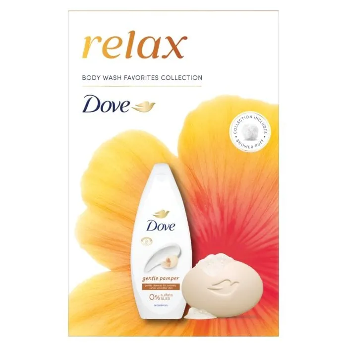 Dove Relax poklon set (Gel+sapun+pufna)