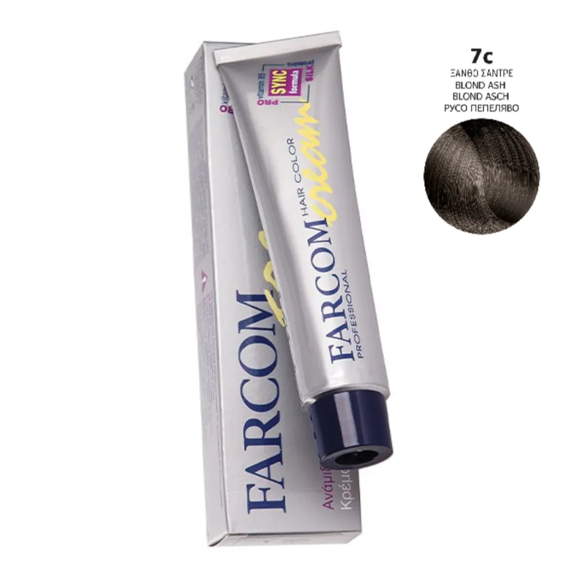 Farcom farba za kosu sa ProV-B5 Svilenim Proteinima 7c - Pepeljasto Plava 60ml