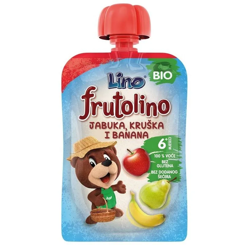 Frutolino bio pouch jabuka, kruška i banana 100g