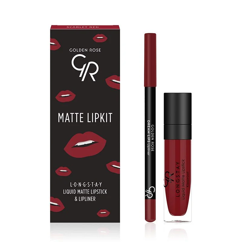 Golden Rose set Matte Lip Kit Scarlet Red