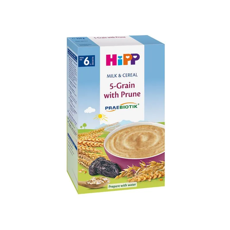 Hipp Instant mlečna kaša sa 5 vrsta žitarica i suvom šljivom 250g