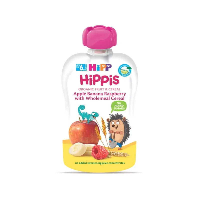 Hipp Voćni užitak jabuka, banana i malina sa integralnim žitaricama 90 gr