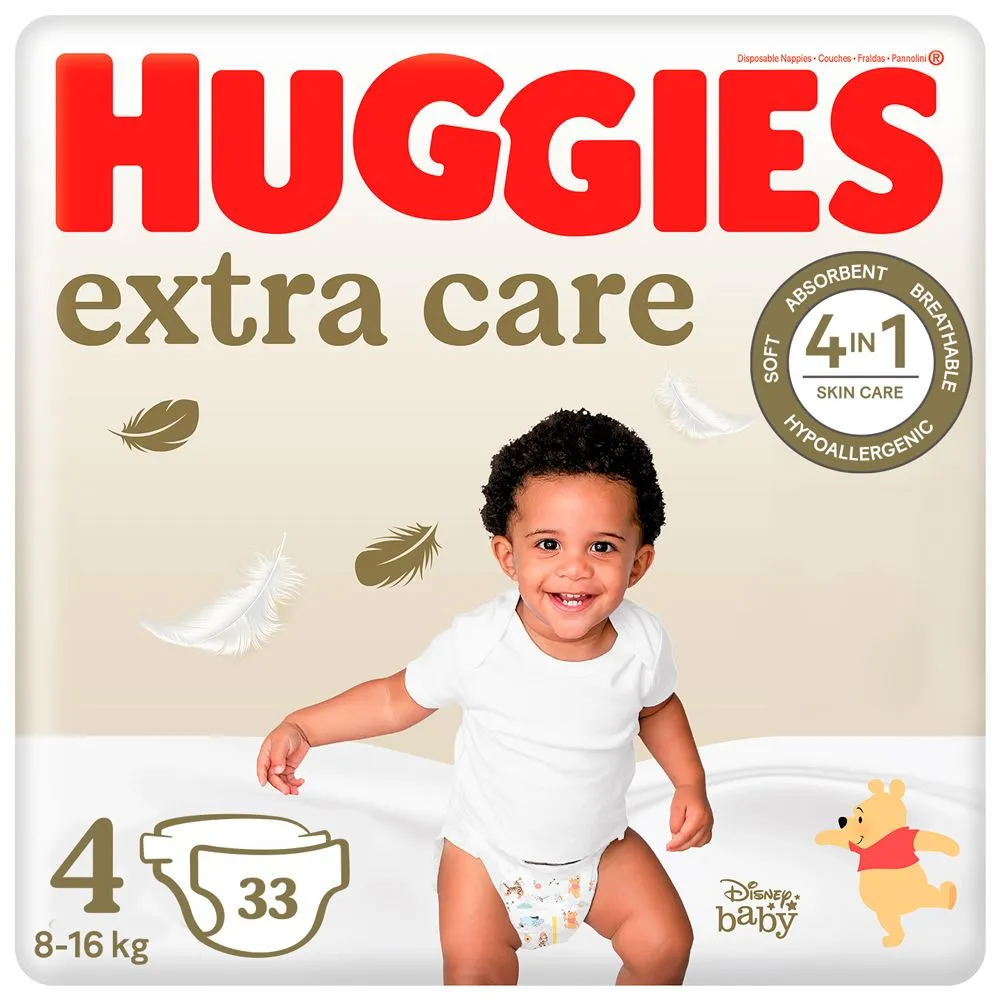 Huggies Extra Care pelene za bebe veličina 4, od 8-16kg, 33 kom