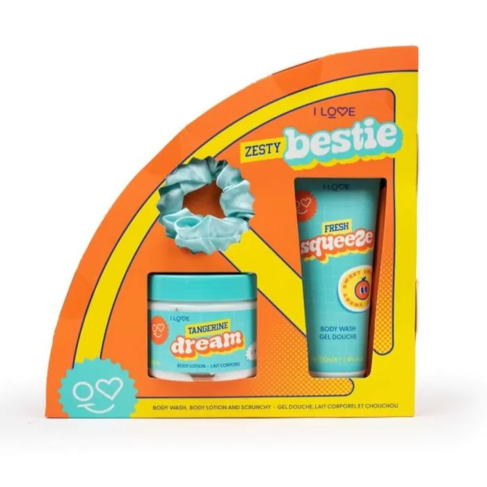 I Love poklon set Zesty Besty (gel za tuširanje 100 ml + losion za telo 150 ml + gumica za kosu)