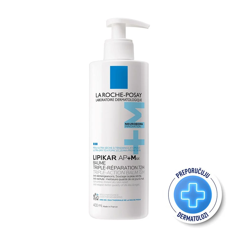 La Roche-Posay Lipikar Baume Ap+Max balzam sa trostrukim delovanjem za ultrasuvu kožu sklonu atopijskom ekcemu, 400ml