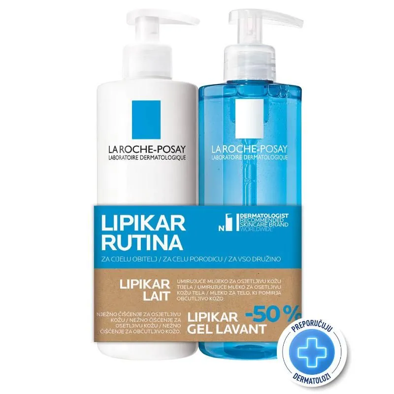 La Roche-Posay Lipikar gel Lavant za decu  i odrasle 400 ml + Lipikar Lait Mleko za lice i telo, 400 ml