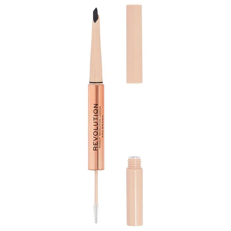 Makeup Revolution olovka i gel za obrve 2 u 1 Fluffy Brow Duo Ash Brown 0.12g+1ml