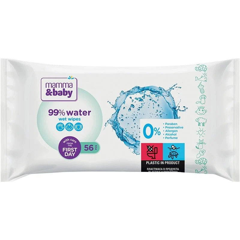 Mamma&baby vlažne maramice 99% voda 56/1