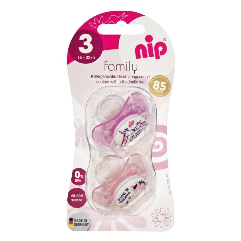 Nip Family silikonska laža za devojčice 16-32m 2 kom