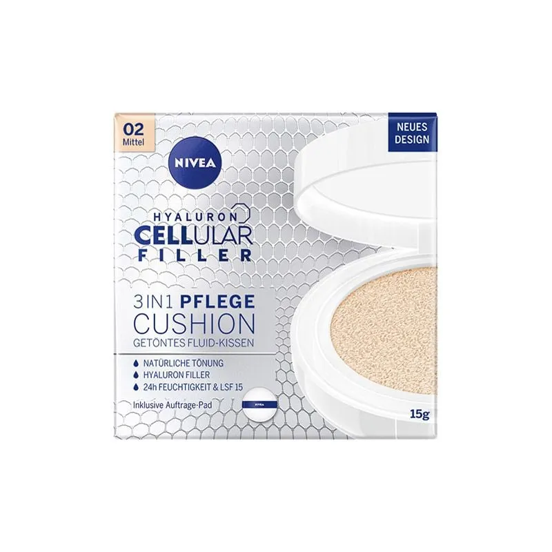 NIVEA Hyaluron Cellular Filler 3u1 Cushion za negu lica – medium nijansa 15g