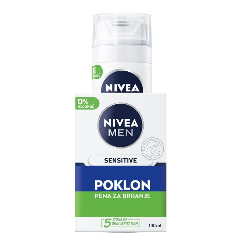 Nivea Men After Shave + pena za brijanje sensitive GRATIS ,100+200ml