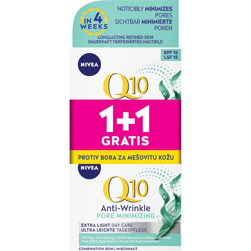 Nivea Q10 lagana dnevna krema protiv bora za mešovitu kožu, 2x50ml