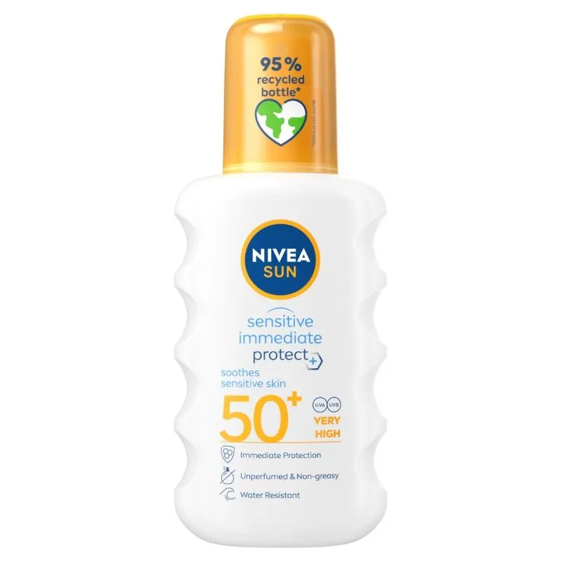 NIVEA Sun Sensitive Immediate Protect umirujući sprej SPF50+ 200 ml