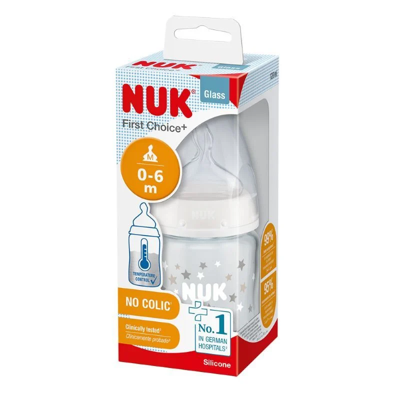 NUK First Choice staklena flašica 120 ml sa indikatorom temperature