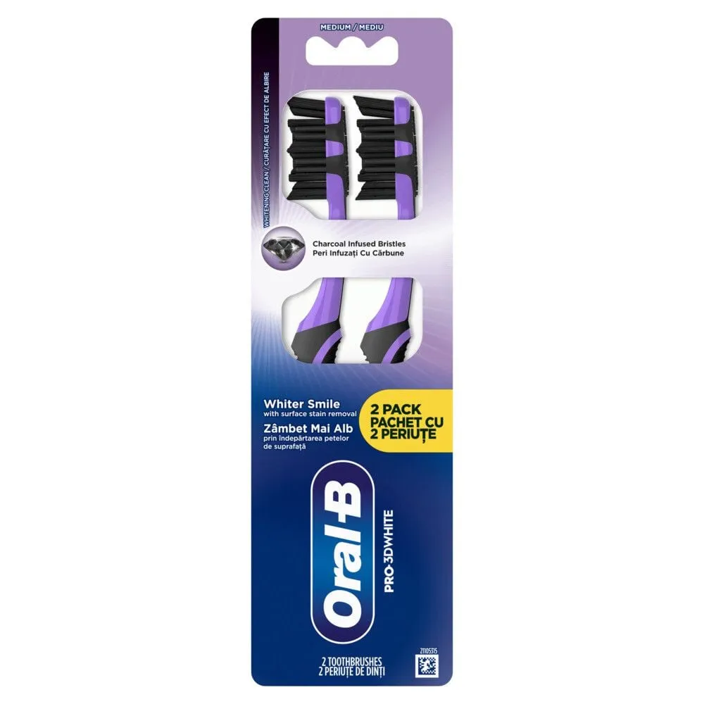 Oral-B Pro 3D White Charcoal ručna četkica za zube, 2 komada