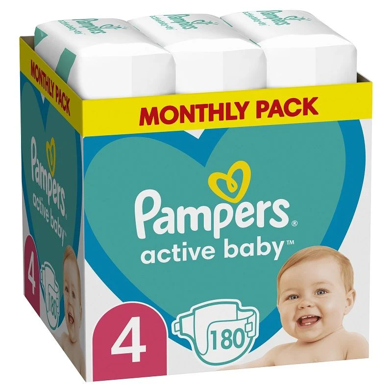 Pampers Active Baby pelene (mesečni box) veličina 4, 9-14kg, 180kom