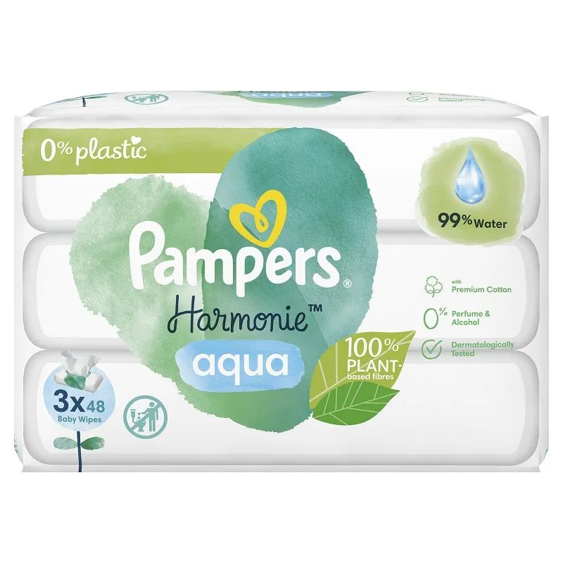 Pampers Harmonie Aqua Baby maramice 3x48kom