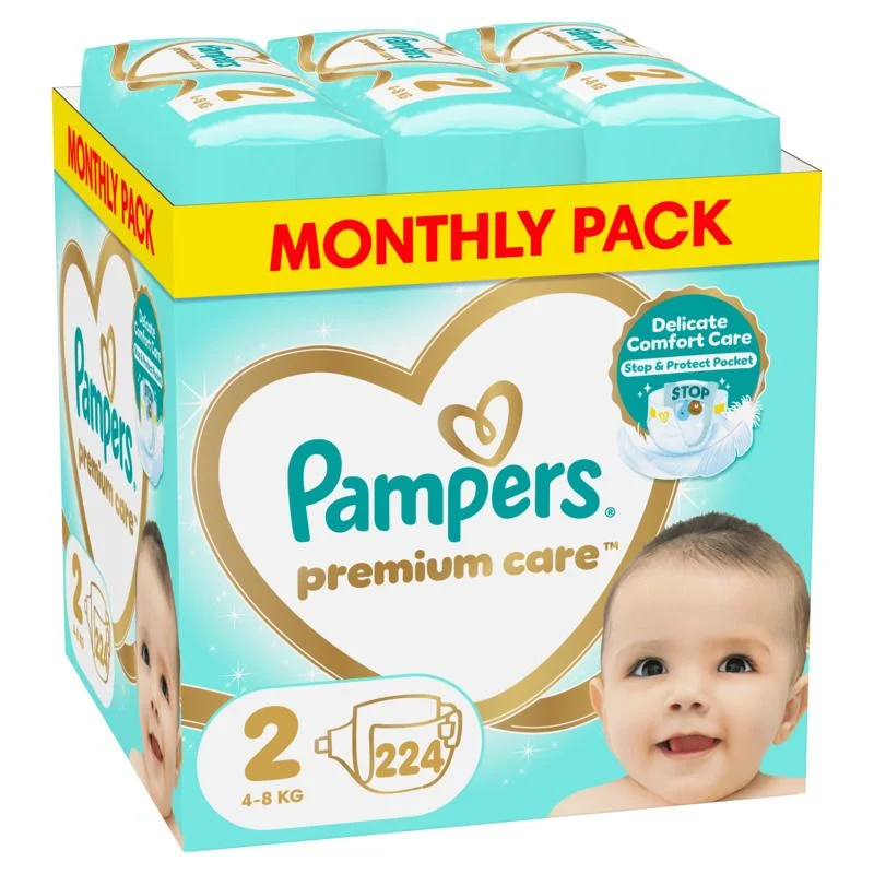 Pampers Premium Care pelene (mesečni box), veličina 2, 4-8 kg, 224 kom