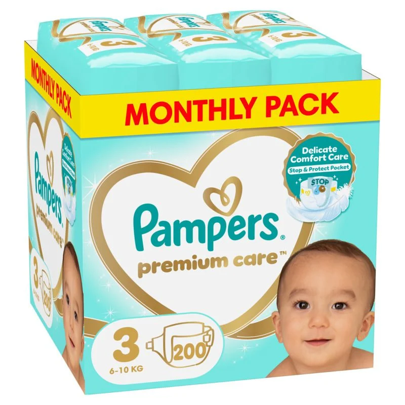 Pampers Premium Care pelene (mesečni box), veličina 3, 6-10 kg, 200 kom