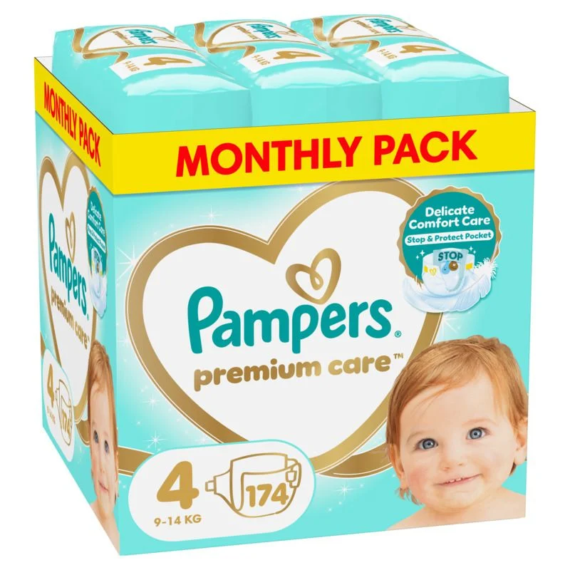 Pampers Premium Care pelene (mesečni box), veličina 4, 9-14 kg, 174 kom