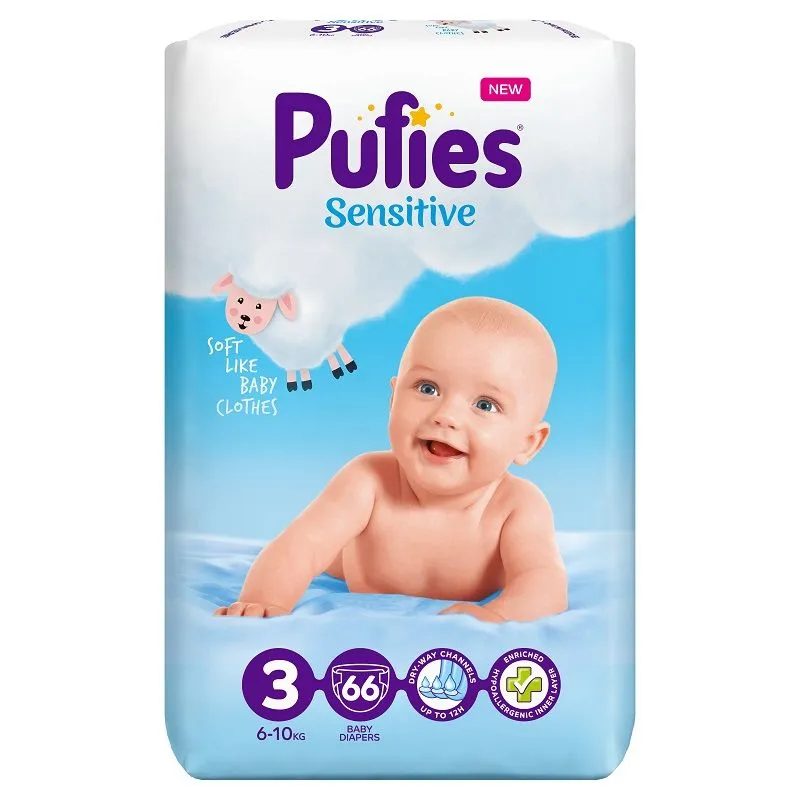 Pufies Sensitive MP 3 Midi pelene za bebe 66 kom