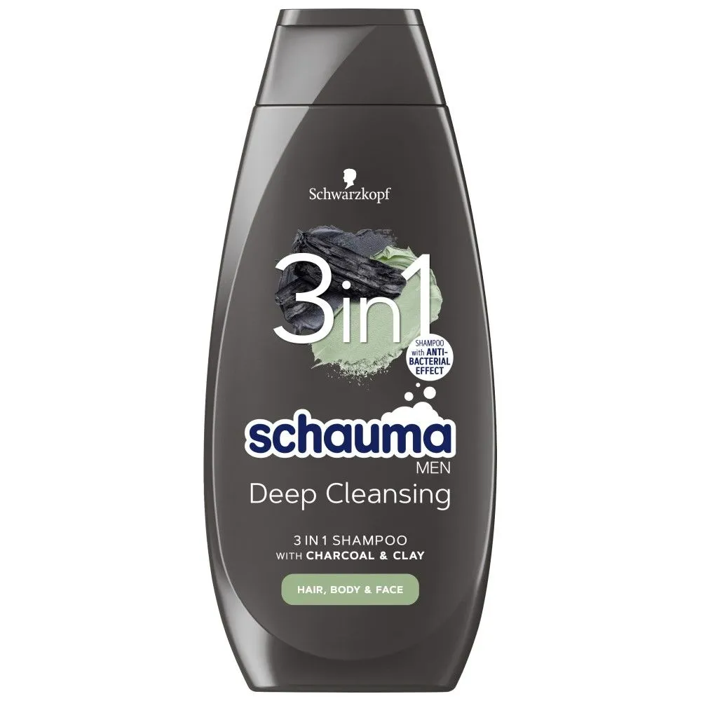 SCHAUMA Men šampon za kosu 3u1 Charcoal & Clay 400ml