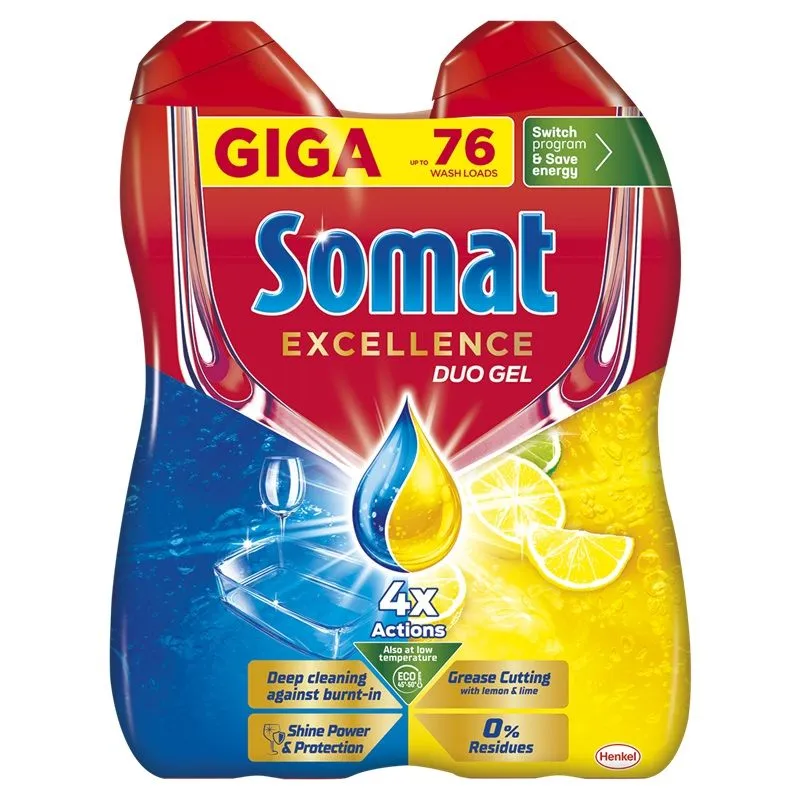 Somat Excellence Duo Gel Lemon za mašinsko pranje posuđa 76WL