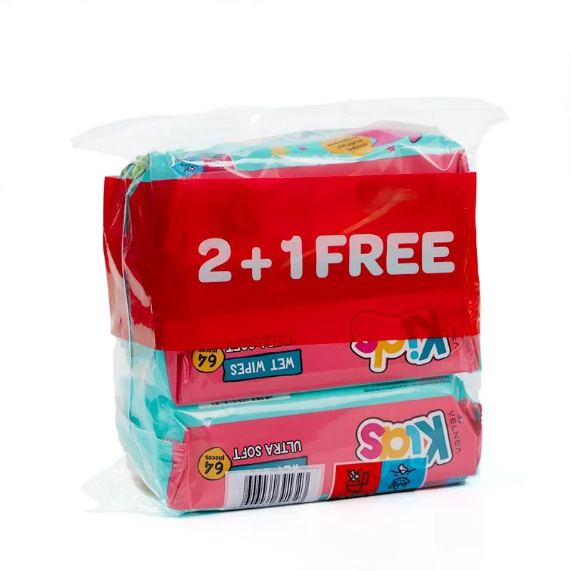 Velnea Kids vlažne maramice powder 64/1 2+1 gratis