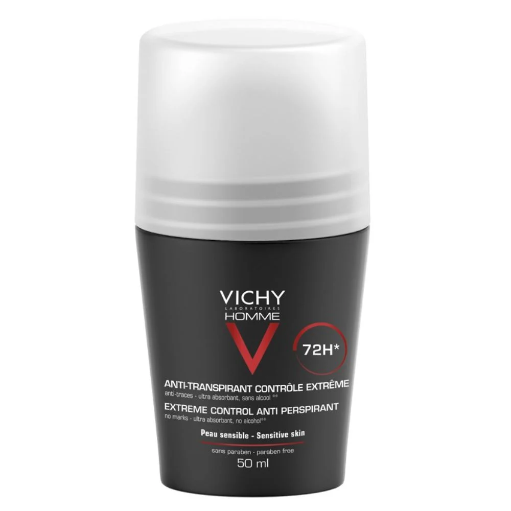 Vichy Homme  Antiperspirant roll-on za zaštitu od znojenja do 72h, bez alkohola, ne ostavlja tragove, 50 ml