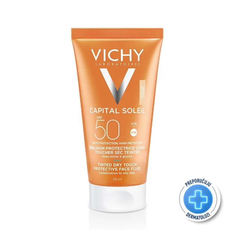 Vichy Ideal Soleil Dry Touch Finish obojeni fluid za lice SPF 50  50ml