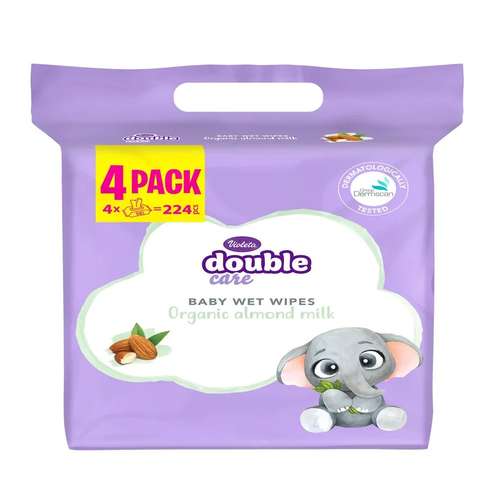 Violeta Baby vlažne maramice 56 badem 4-pack
