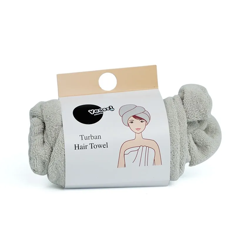 Yesss! turban za sušenje kose sivi