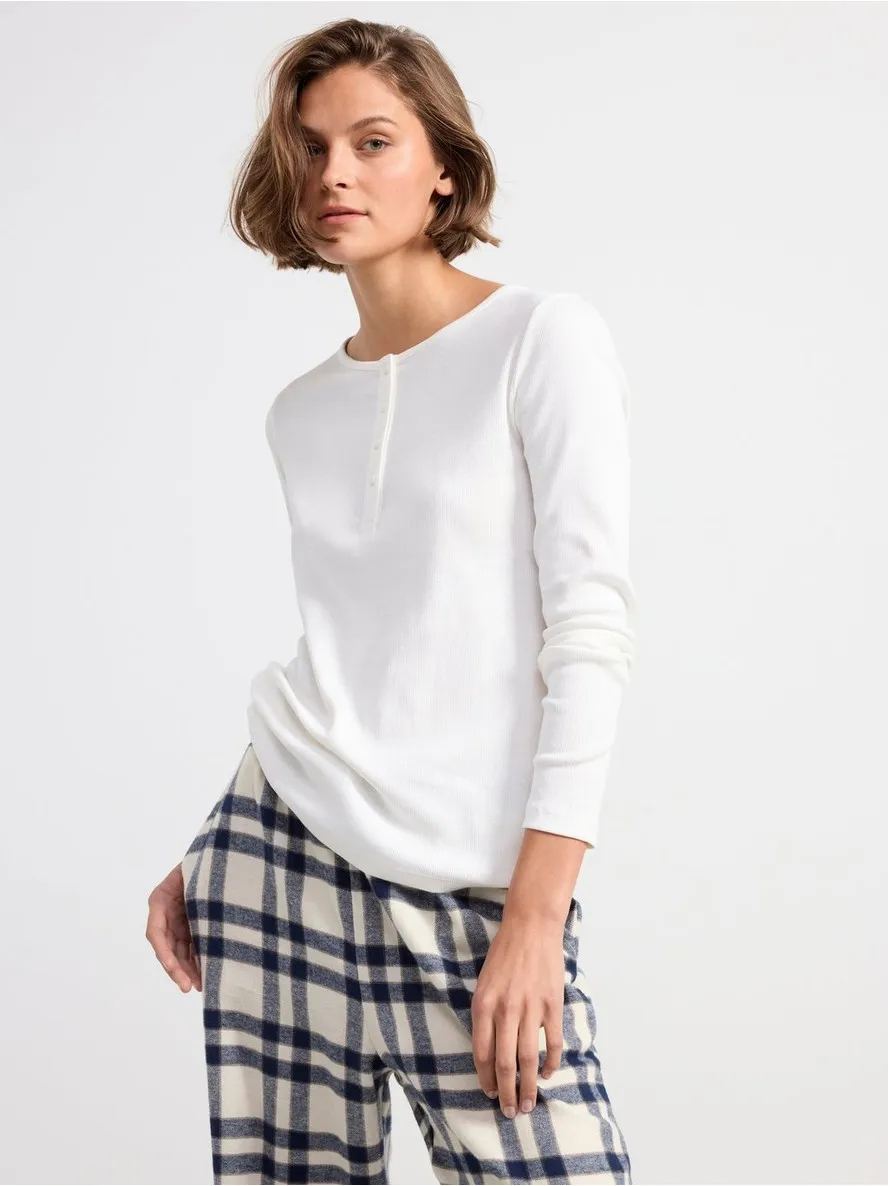 Pidžama gornji deo – Ribbed long sleeve pyjama top